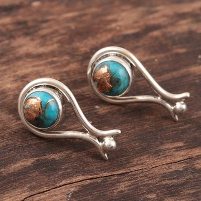 Alternate image for Composite Turquoise Drop Earrings from India Elegant Vibes