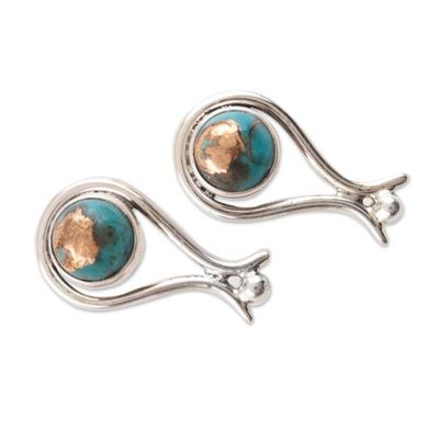 Alternate image for Composite Turquoise Drop Earrings from India Elegant Vibes