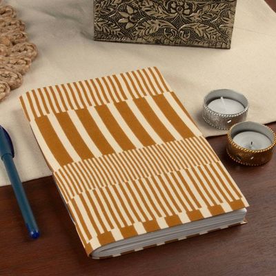 Alternate image for 80-Page Block-Printed Cotton Journal in Yellow and Ivory Yellow Jolly