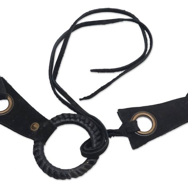 Alternate image for Black Contemporary Stainless Steel Accented Leather Belt Contemporary Edge in Black