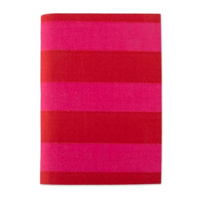 Alternate image for Block-Printed Cotton Journal with Fuchsia and Red Stripes Memories in Fuchsia