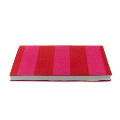 Alternate image for Block-Printed Cotton Journal with Fuchsia and Red Stripes Memories in Fuchsia