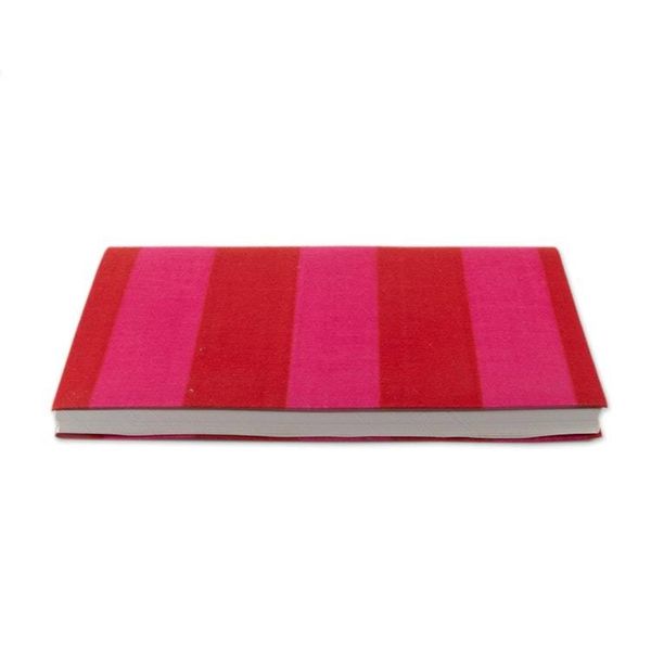 Alternate image for Block-Printed Cotton Journal with Fuchsia and Red Stripes Memories in Fuchsia