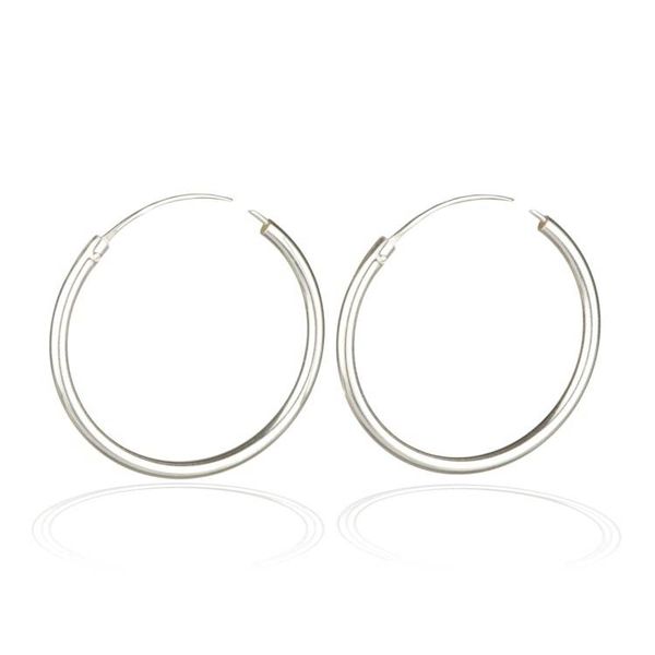 Alternate image for Small-Sized High-Polished Sterling Silver Hoop Earrings Minimalist Era