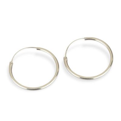 Alternate image for Small-Sized High-Polished Sterling Silver Hoop Earrings Minimalist Era