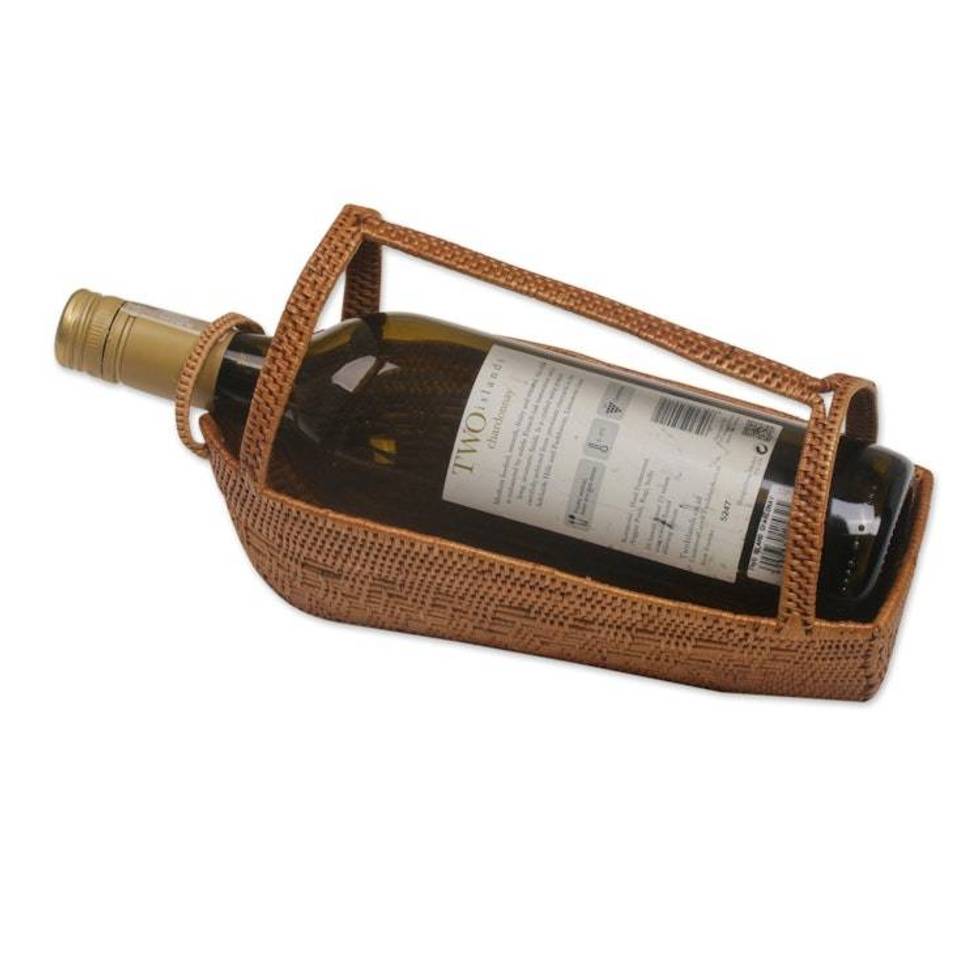 Handcrafted Pandan Leaf Bottle Holder from Bali 'Natural Companion'
