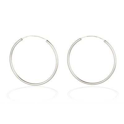 Alternate image for Modern Medium-Sized Polished Sterling Silver Hoop Earrings Minimalist Era