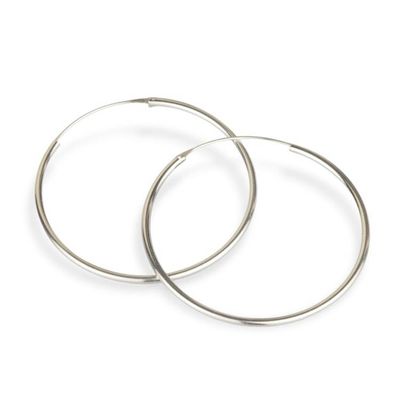 Alternate image for Modern Medium-Sized Polished Sterling Silver Hoop Earrings Minimalist Era