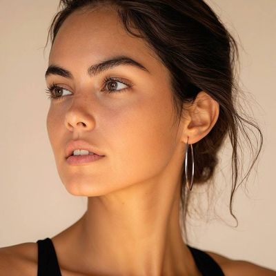 Alternate image for High-Polished Large-Sized Sterling Silver Hoop Earrings Minimalist Era