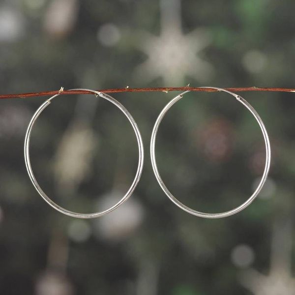 Alternate image for High-Polished Large-Sized Sterling Silver Hoop Earrings Minimalist Era
