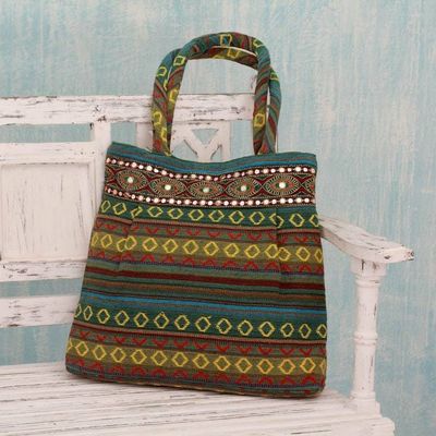 Primary image for Handwoven Green Cotton Gujarat Style Shoulder Bag Green Gujarat Glam
