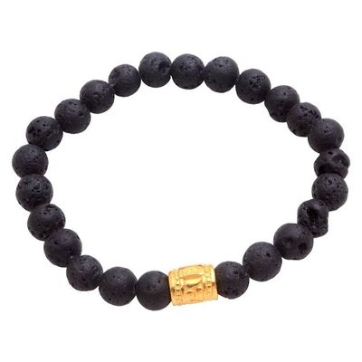 Alternate image for Mens Gold Accent Lava Stone Beaded Stretch Bracelet Batur Pebbles