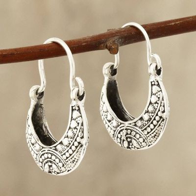 Primary image for Sterling Silver Hoop Earrings Crafted in India Mystic Cradle