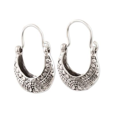 Alternate image for Sterling Silver Hoop Earrings Crafted in India Mystic Cradle