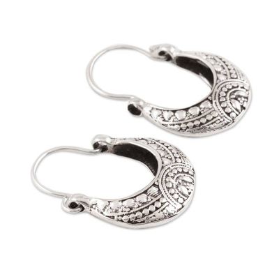 Alternate image for Sterling Silver Hoop Earrings Crafted in India Mystic Cradle