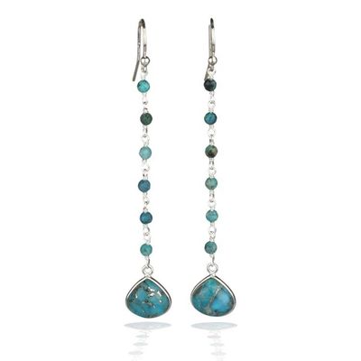Alternate image for Polished Reconstituted Turquoise Dangle Earrings from India Lagoon Drops