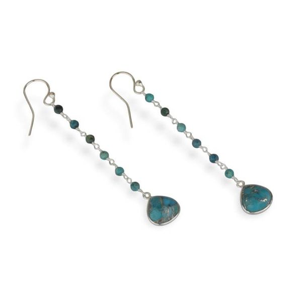 Alternate image for Polished Reconstituted Turquoise Dangle Earrings from India Lagoon Drops