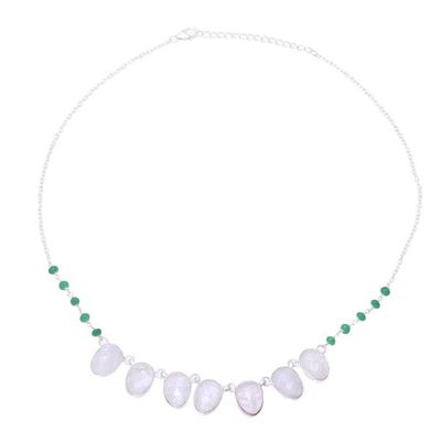 Alternate image for Rainbow Moonstone and Onyx Pendant Necklace from India Morning Grandeur