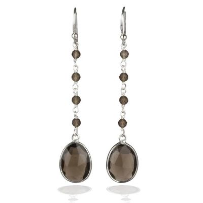 Alternate image for 12-Carat Faceted Checkerboard-Cut Smoky Quartz Earrings Virtuous Drops