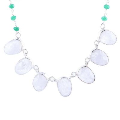 Alternate image for Rainbow Moonstone and Onyx Pendant Necklace from India Morning Grandeur