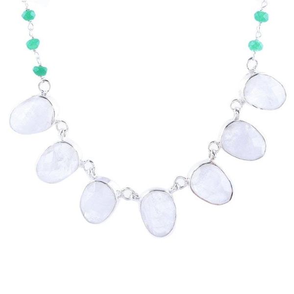 Alternate image for Rainbow Moonstone and Onyx Pendant Necklace from India Morning Grandeur