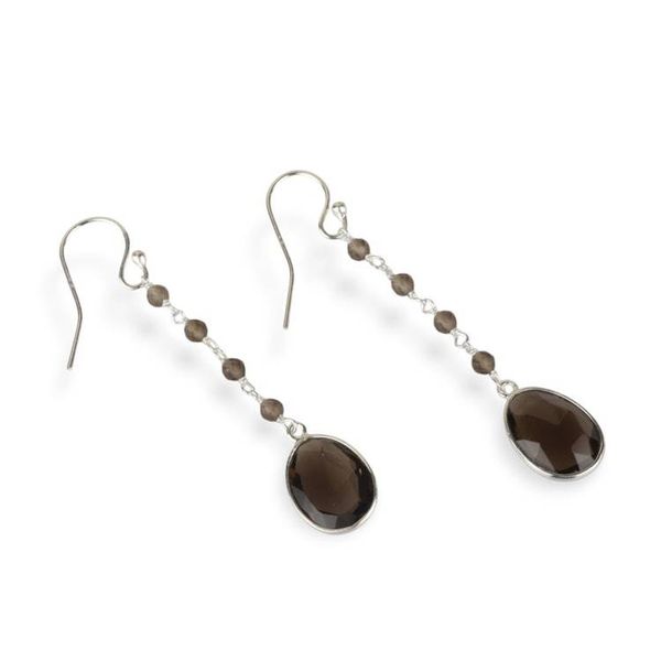 Alternate image for 12-Carat Faceted Checkerboard-Cut Smoky Quartz Earrings Virtuous Drops