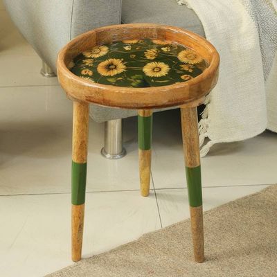 Alternate image for Spring-Themed Mango Wood and Resin Accent Table from India Sunflower Memory