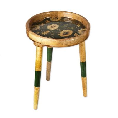 Alternate image for Spring-Themed Mango Wood and Resin Accent Table from India Sunflower Memory