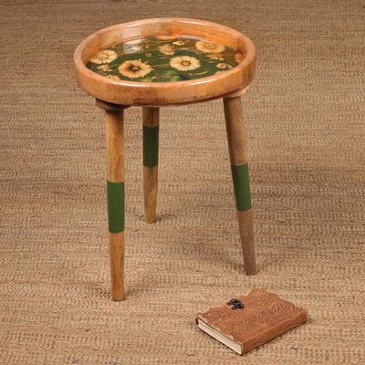 Alternate image for Spring-Themed Mango Wood and Resin Accent Table from India Sunflower Memory