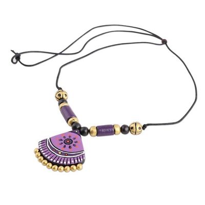 Alternate image for Hand Crafted Ceramic Pendant Necklace from India Lavender Harmony