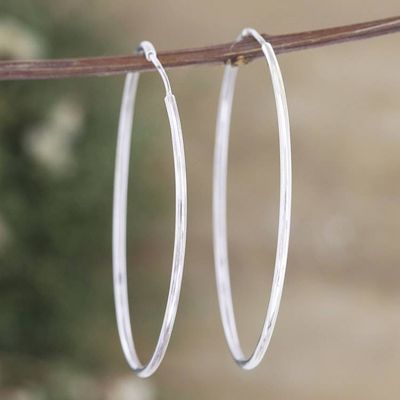 Alternate image for Polished Large Sterling Silver Hoop Earrings from India Stylish Orbit