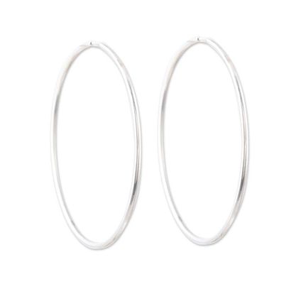 Alternate image for Polished Large Sterling Silver Hoop Earrings from India Stylish Orbit