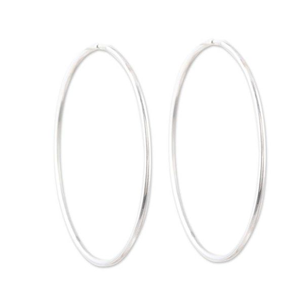 Alternate image for Polished Large Sterling Silver Hoop Earrings from India Stylish Orbit