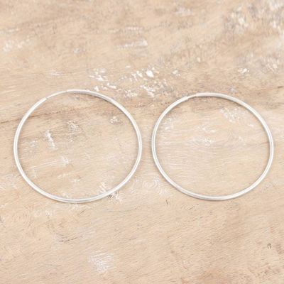 Alternate image for Polished Large Sterling Silver Hoop Earrings from India Stylish Orbit