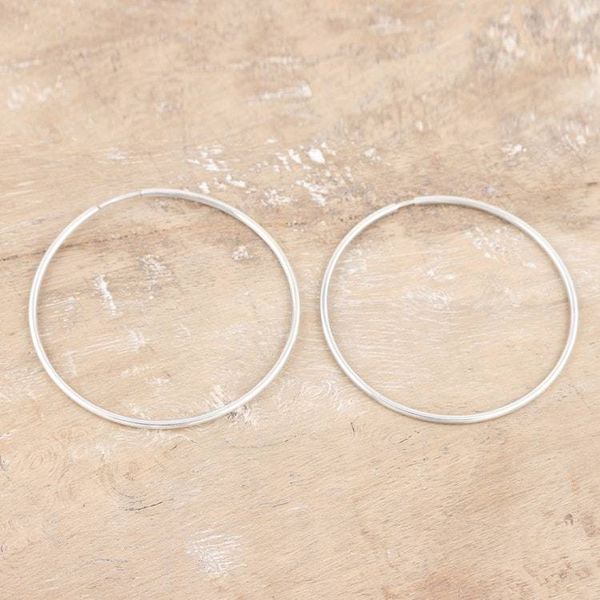 Alternate image for Polished Large Sterling Silver Hoop Earrings from India Stylish Orbit