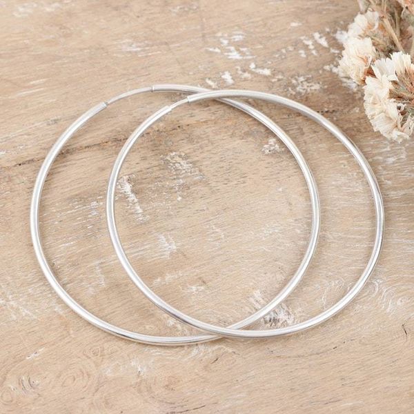 Alternate image for Polished Large Sterling Silver Hoop Earrings from India Stylish Orbit