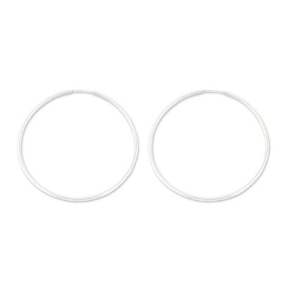 Alternate image for Polished Large Sterling Silver Hoop Earrings from India Stylish Orbit