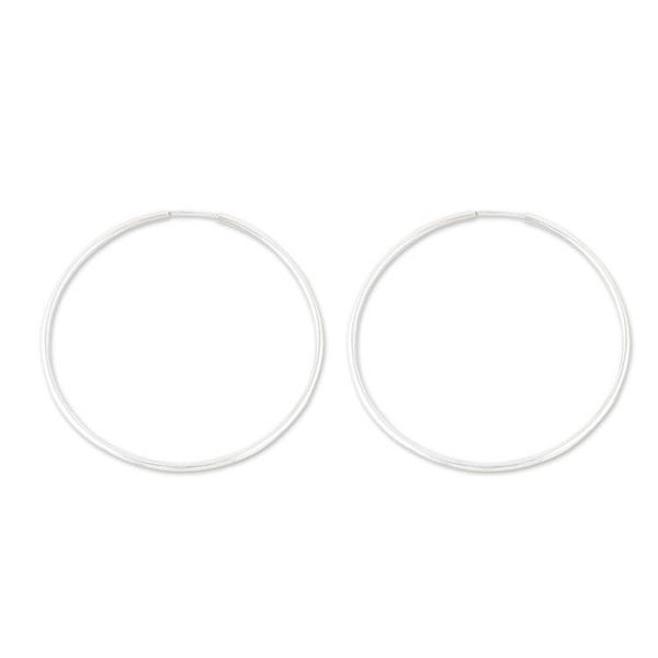 Alternate image for Polished Large Sterling Silver Hoop Earrings from India Stylish Orbit