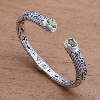 Alternate image for Peridot Scroll and Rope Pattern Cuff Bracelet from Bali Treasure Trove