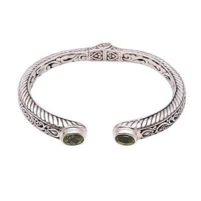 Alternate image for Peridot Scroll and Rope Pattern Cuff Bracelet from Bali Treasure Trove