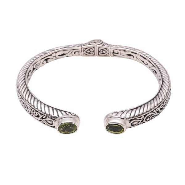 Alternate image for Peridot Scroll and Rope Pattern Cuff Bracelet from Bali Treasure Trove