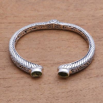 Alternate image for Peridot Scroll and Rope Pattern Cuff Bracelet from Bali Treasure Trove