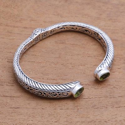 Alternate image for Peridot Scroll and Rope Pattern Cuff Bracelet from Bali Treasure Trove