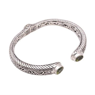 Alternate image for Peridot Scroll and Rope Pattern Cuff Bracelet from Bali Treasure Trove