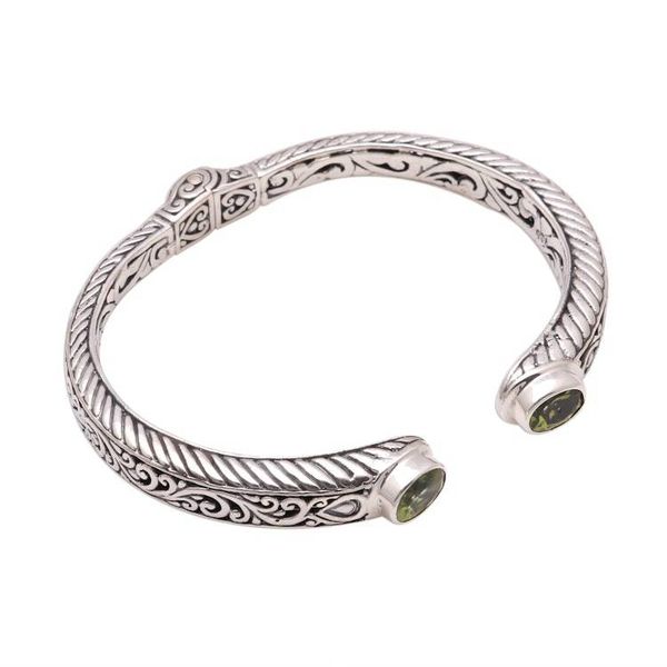 Alternate image for Peridot Scroll and Rope Pattern Cuff Bracelet from Bali Treasure Trove