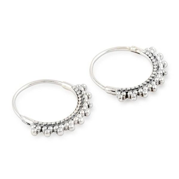 Alternate image for Sterling Silver Hoop Earrings with Dot Accents from India Round Dream