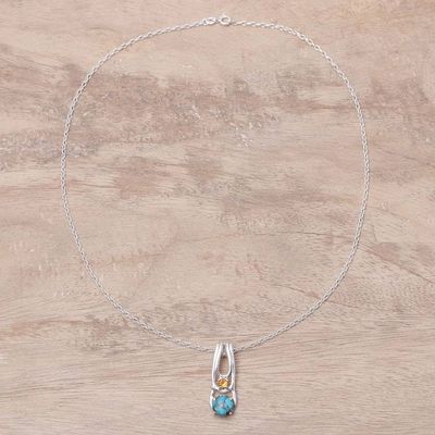 Alternate image for Citrine Composite Turquoise Sterling Silver Pendant Necklace Sunny Horizon