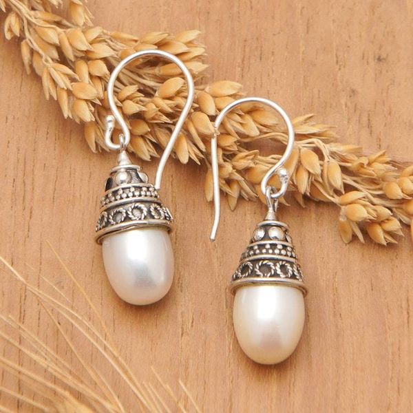 Alternate image for Sterling Silver and Pearl Dangle Earrings Mystic Bells