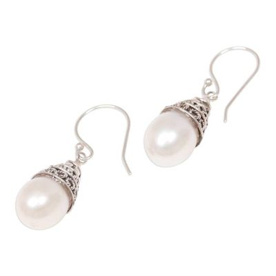 Alternate image for Sterling Silver and Pearl Dangle Earrings Mystic Bells