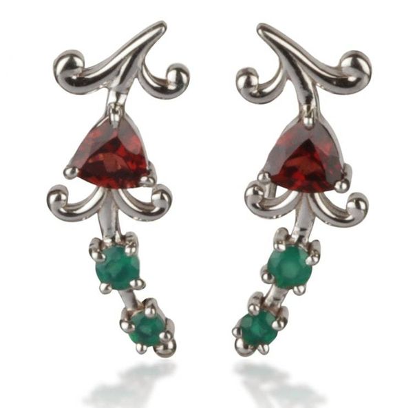 Alternate image for Vintage-Inspired Garnet Green Onyx and Silver Drop Earrings Royal Cascade